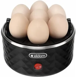 Eldom EM101C Eierkocher EGGO 1-7 Eier 380 W einstellbare Kochhärte, Eierkocher, Schwarz