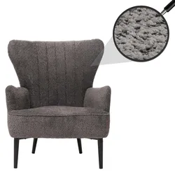Lounge-Sessel MCW-K37, Cocktail-/Ohrensessel Polsterstuhl Retro Vintage Stoff Chenille (500g/m2) Öko-Tex ~ dunkelgrau