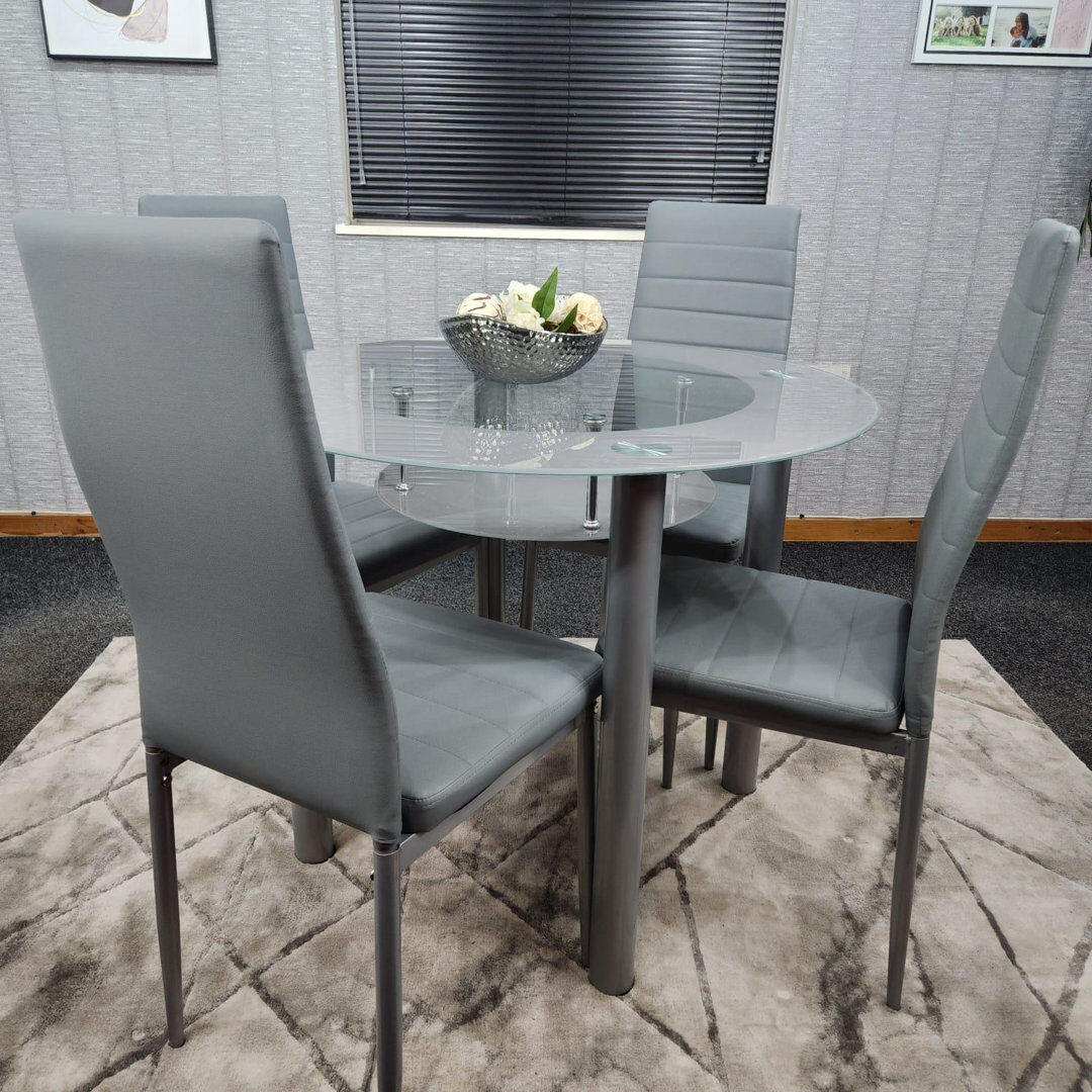 Metro Abdiwahid 4 -Person Glass Dining Set Grey 4