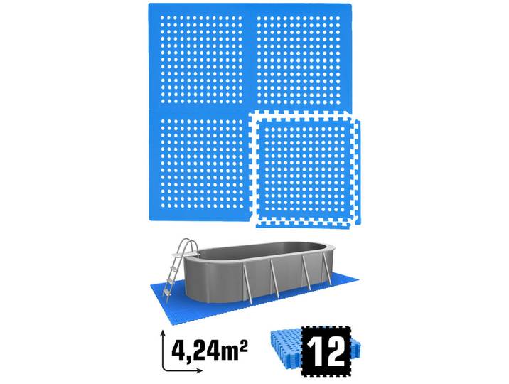 eyepower Poolmatten 4,2m² 12 EVA Matten 62 cm Blau, Kunststoff, Quadratisch, 62x62 cm, Freizeit & Co, Pools & Wasserspaß, Poolzubehör