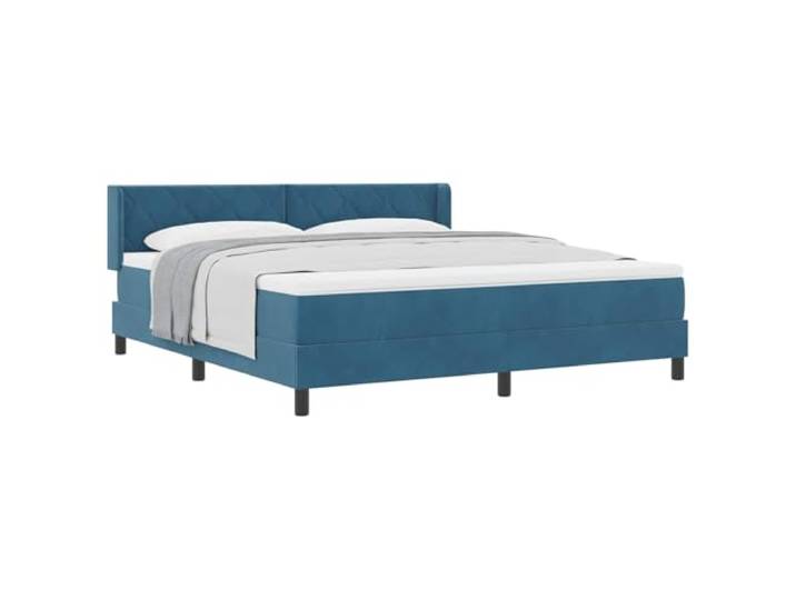 KTHLBRH Boxspringbett mit Kopfteil dunkelblau 200 x 180 cm Samt Minimalistisches Design, klare und funktionale Linien, ideal für Singles oder Paare, passt zu verschiedenen Dekorationsstilen