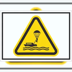 HB-Druck Aufkleber Warnung Parasailing Symbol A8 (52x74mm)