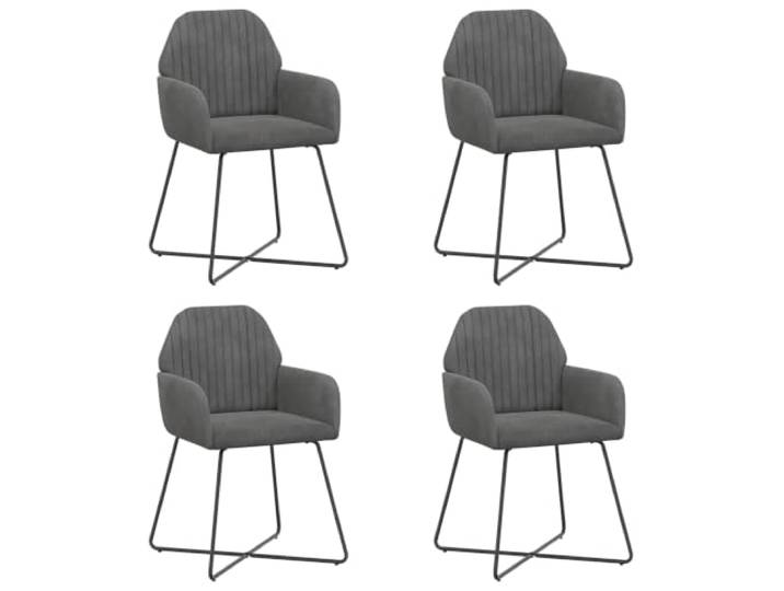 KUTYWEXFM 4er Set Esszimmerstühle Dunkelgrau Velours Polsterstuhl Metall Bequeme Küchenstühle mit Armlehne und ergonomischer Rückenlehne, ideal für Esszimmer, Wohnzimmer oder Besprechungsraum.