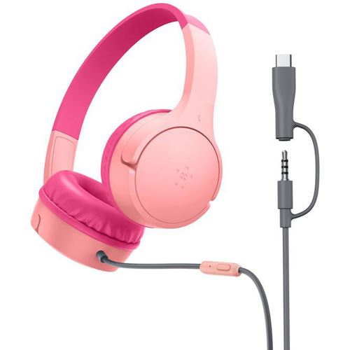 BELKIN SOUNDFORM MINI WIRED ON-EAR HEADPHONES - USB-C 3.5MM PINK