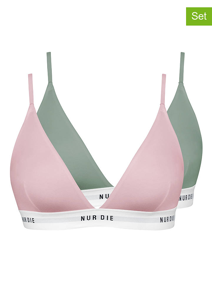 Nur Die 2er-Set: Soft-BH in Grün/ Rosa - 40/42