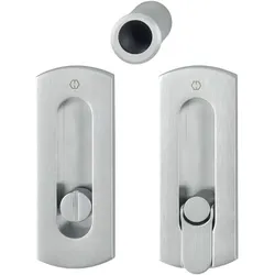 Hoppe, Möbelgriff, Schiebetürmuschel Set M463 - Ecken Abgerundet WC, Messing SAT. verchromt