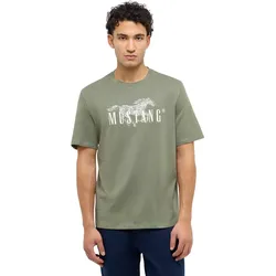 Mustang T-Shirt Austin mit Frontprint in Olive-M