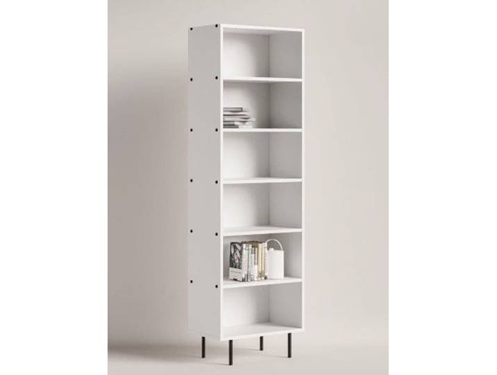Standregal HOME AFFAIRE Arrocco: Schlankes Regal in 2 Farben mit Metallelementen, stilvoll , weiss (weiß), B:60,8cm H:195cm T:35cm, Melamin, Regale, Standregal, B/T/H: 60,8/35/195cm, 5 offene Fächer, viel Platz, Made in Poland