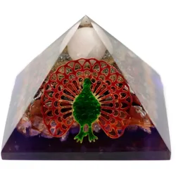 Lrg Organite Pyramid 70mm - Peacock(earth base)
