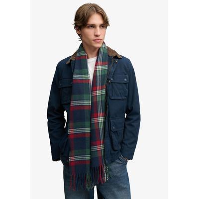 Strickschal SUPERDRY "HERITAGE CHECKED SCARF", Herren, bunt (burford check navy), Strick, Materialmix, kariert, Modetücher, Materialmix, regular fit