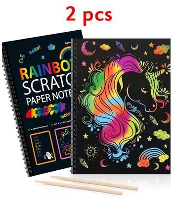 Inspired Finds Dazzling Scratch Painting Interactive Art Kit With Note Cards Parent Child Creative Toy 2pcs Large