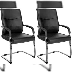 CLP 2er Set Esszimmerstühle Hobart Kunstleder HBT: 105x55x60 cm schwarz Kunstleder