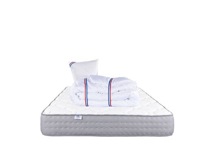 Matelas 90x190 cm Zen 20 cm mémoire de forme ferme face été/hiver + 1 oreiller + couette