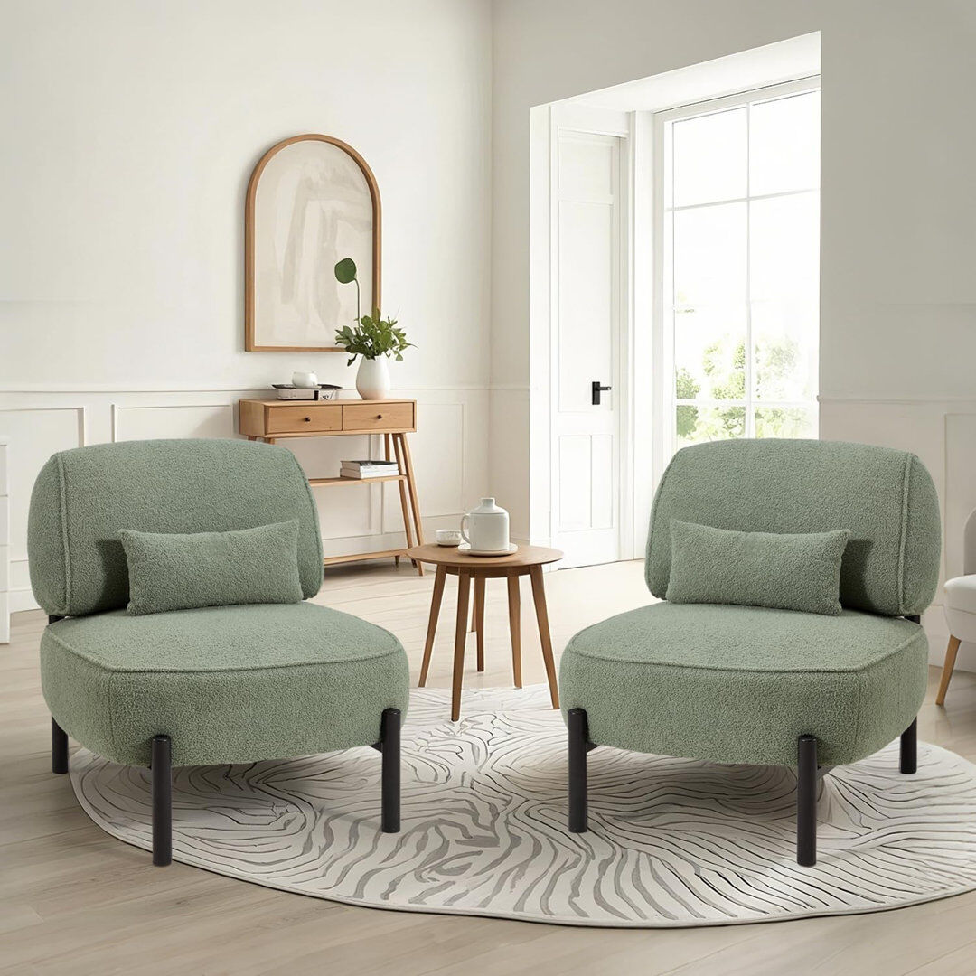 Latitude Run Upholstered Teddy Armless Green 81cm H X 71cm W X 78cm D