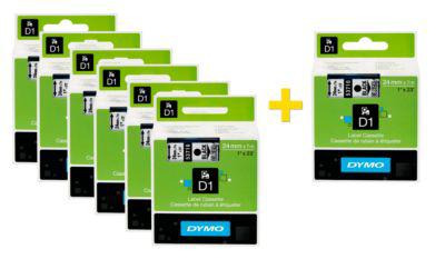 DYMO® Schriftbandkassette 53713, 24 mm, weiß/schwarz, 6 + 1 GRATIS