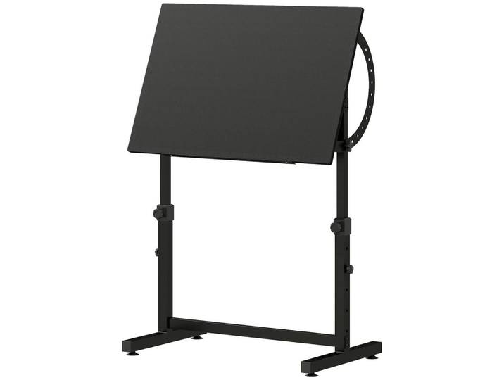 Homcom Zeichentisch Spanplatte Stahl Schwarz, Metall, Rechteckig, eckig, 60x90x90 cm, Esszimmer, Esstische, Stehtische