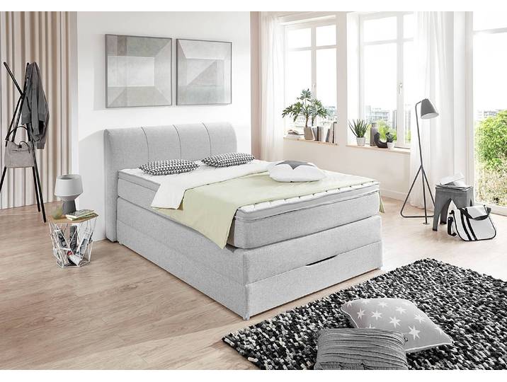 Boxspringbett Sayk 120 x 200cm Mischgewebe Silber/Silber