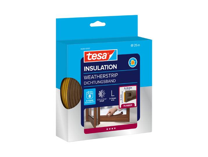Tesa Tesamoll Gummidichtung für Fenster und Türen P-Profil 2.5 m