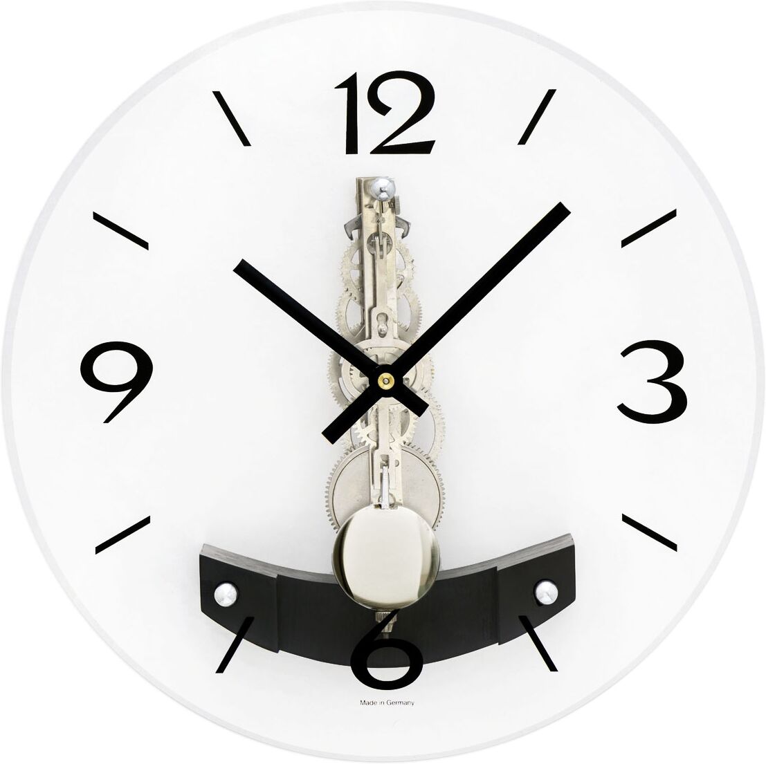Regulator AMS, weiß (silberfarben), Wanduhren, Ø 27cm, Mechanische Uhr, Holz,Wohnzimmer, Esszimmer, Küche,Büro,Flur