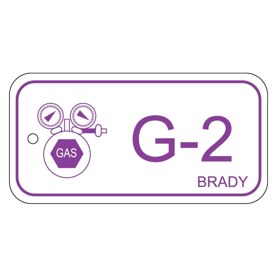 Brady B-7527, Polypropylen Schild, Energy Source Tag - Gas, 75 x 38mm, Violett auf Weiss, Beschrift (ENERGY TAG-G-2-75X38MM-PP/25)