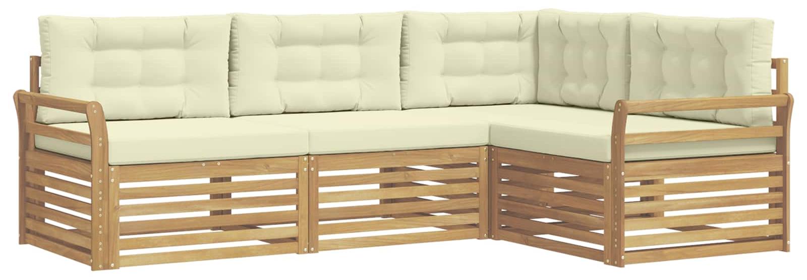 Garnitur aus vier Outdoor-Sofas, weiß und cremefarben