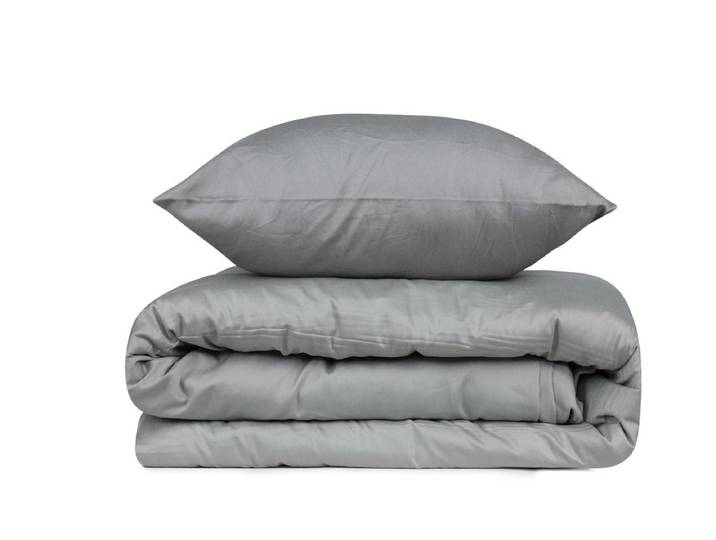 Premium Satin Bettwäsche Set Anthrazit - 155x200 - Anthrazit - Baumwoll - Satin - Luxusbetten24