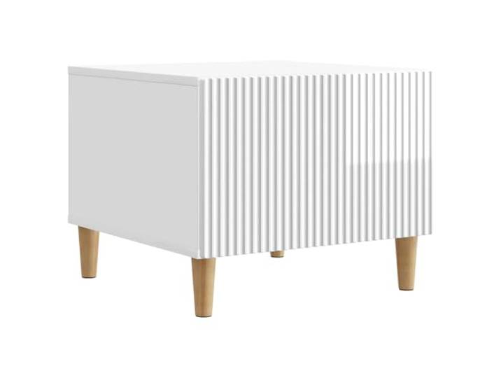 KKgypkn Couchtisch Hochglanz Weiss 49x50x40 cm Holzwerkstoff Mit Regal und Fach, Stauraum fuer Buecher, Kompaktes Design fuer Wohnzimmer