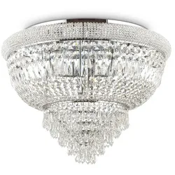Ideal Lux Deckenleuchte DUBAI, 24-flammig,  Ø 78cm, E14, Metall / Kristall geschliffen, Chrom IDEA-243566