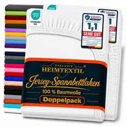 EXKLUSIV HEIMTEXTIL Doppelpack Jersey Spannbettlaken Premium Weiß 120 x 200 cm