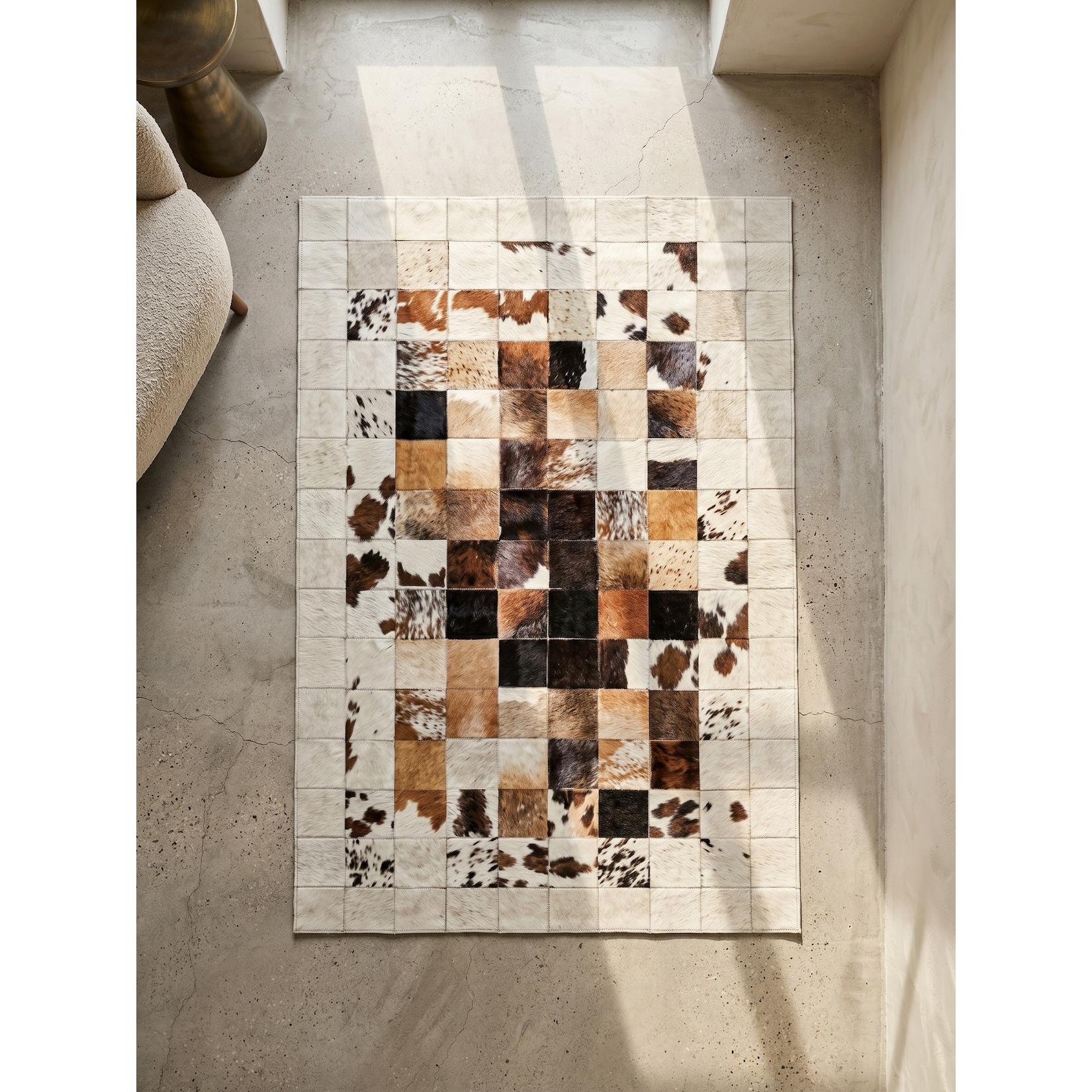 Flachwebteppich Waschbar PIZOL, im Patchwork-Stil, Weiß, 140 x 200 cm