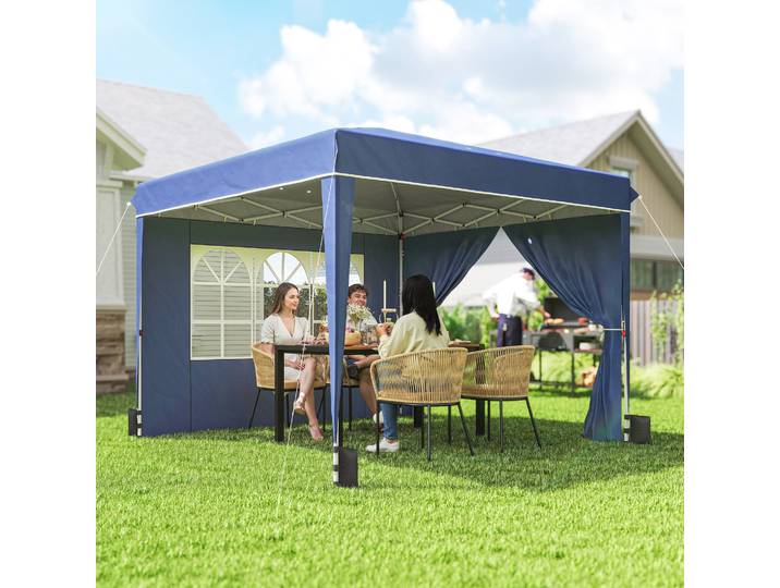 Outsunny Gazebo Pliable 3x3m Hauteur Réglable UPF50+ Bleu