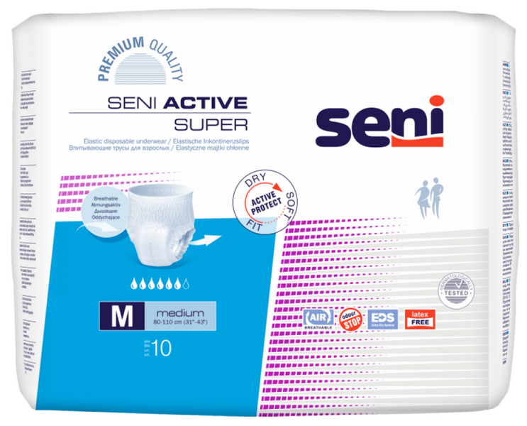 Seni Active Super Medium - 8 paquets de 10 protections