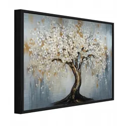 BILDER mit Rahmen Baum Blumen Beige 120x80 cm