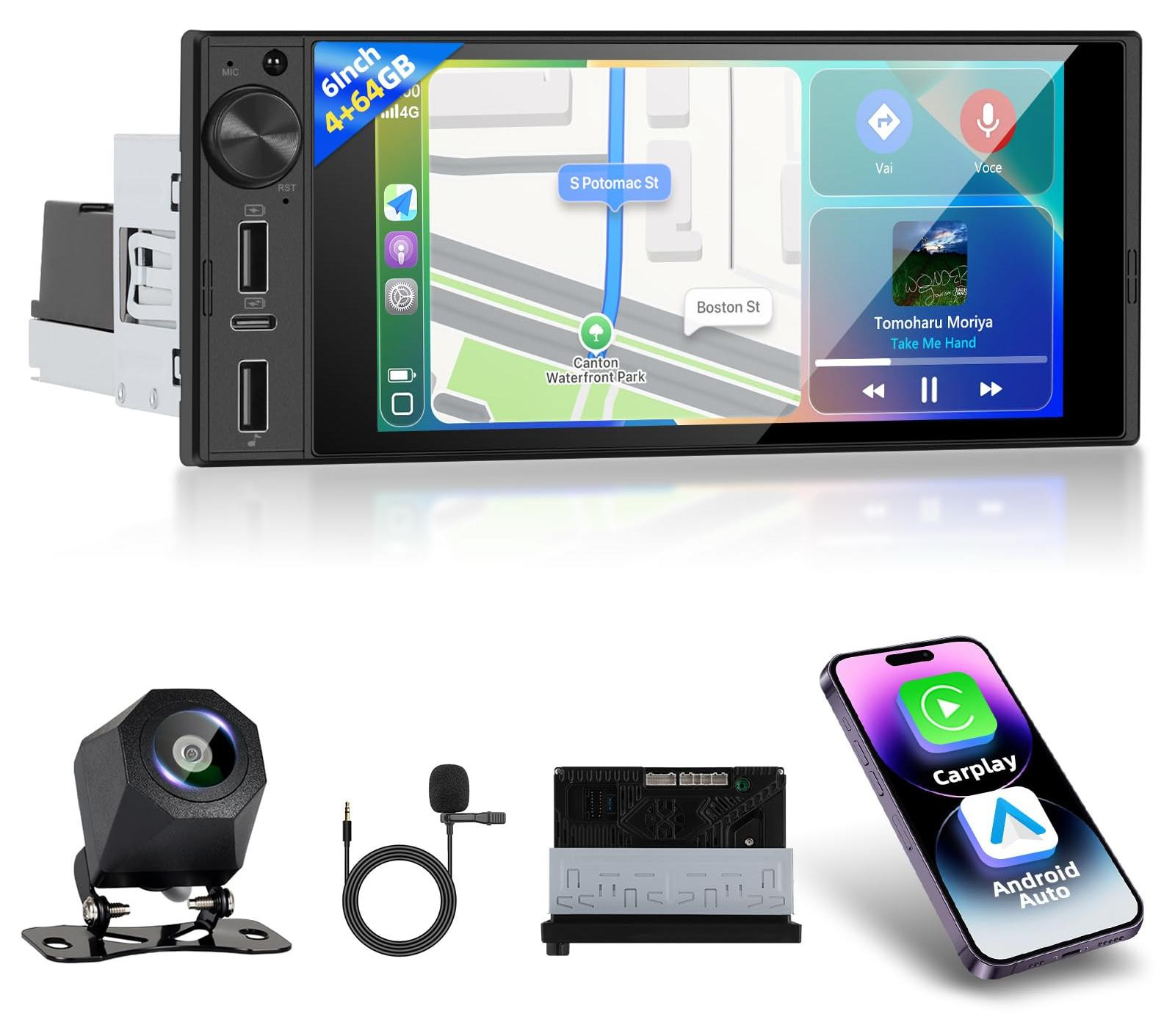 Selius Single Din Android Autoradio met 6,9 Inch Touchscreen en GPS