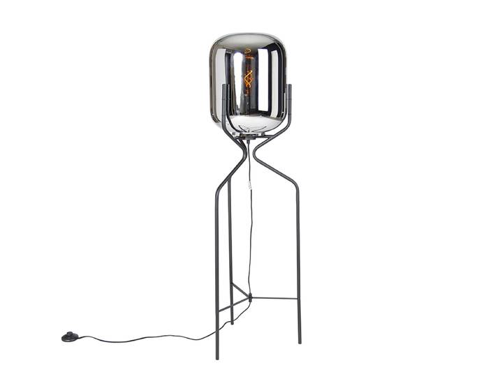 Lampadaire design noir avec verre fumé - Bliss