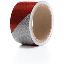 Perel Reflektierendes Band 5 cm x 5 m, mit Wabenmuster für zusätzliche Sichtbarkeit, rot/weiß