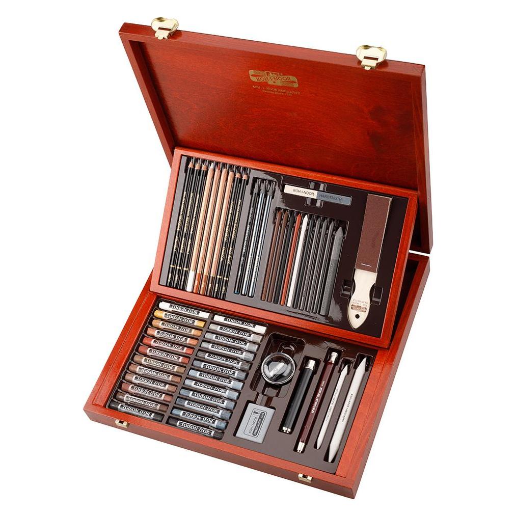 Koh-i-Noor Künstler -Set 54- teilig "Gioconda Art-Set" im Holzkoffer mit 2 Etagen (57829920)