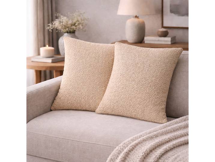 Coussin décoratif Fjella ensemble de 2 Beige/Beige 50 x 50cm Polyester