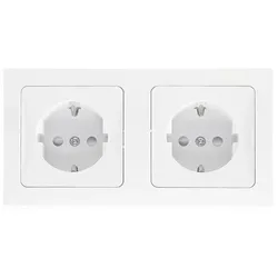 ChiliTec DELPHI Set 2 Steckdosen + 2-fach Rahmen 250V~/ 16A, Steckanschluss, weiß