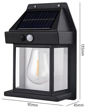 Inspired Finds Solar Motion Sensor Wall Lantern Waterproof Outdoor Garden Light black 1pc