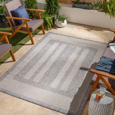 Livabliss Yadgar Subtle Stripes Indoor/ Outdoor Area Rug