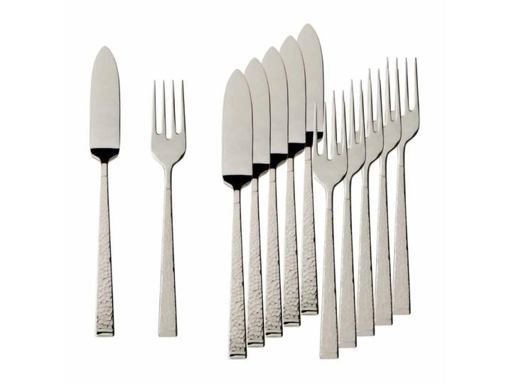 Villeroy & Boch Fischbesteck Blacksmith silber 12-tlg., Silberfarben, Metall, Besteck, Besteck-Sets