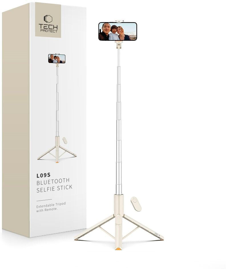 Bluetooth Selfie Stick Tripod - Tech-Protect - Beige