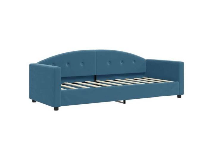 Lit simple-Banquette lit/Lit de repos-sans matelas-bleu 80x200 cm velours-Design A lattes DEC1529L619344833293