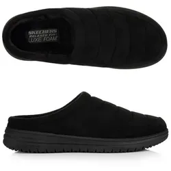 SKECHERS Herren-Hausschuh gesteppte Mikrofaser Relaxed Fit Luxe Foam®-Fußbett