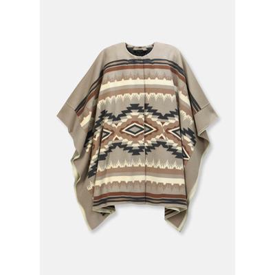 Cape MADELEINE "Cape Doubleface-Cape mit Innenweste", Damen, Gr. 38, beige (cappuccino, multicolor), Obermaterial: 80% Wolle WO. 20% Polyamid PA., Modern, Jacken Cape