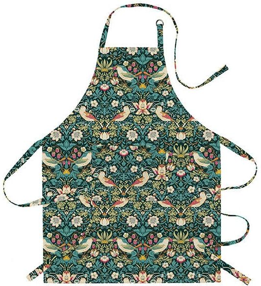 William Morris Strawberry Thief Dark Green Cotton Apron