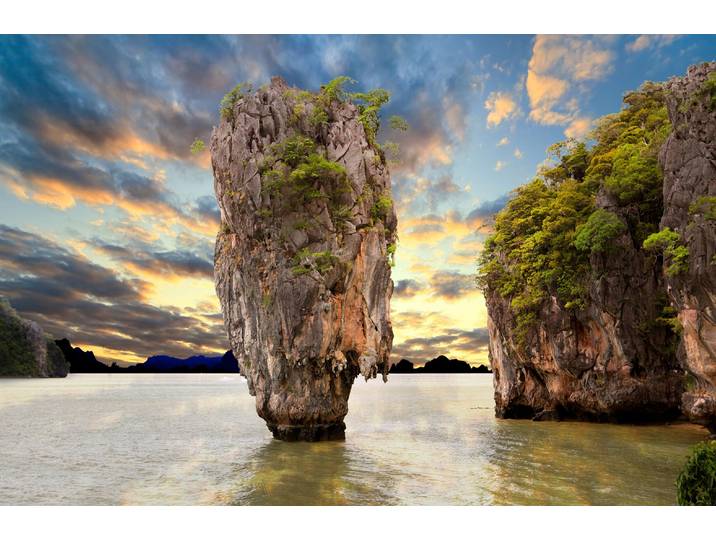 Fototapete PAPERMOON INSEL-PHANG NGA THAILAND JAMES BOND KLIPPE GEBIRGE MEER , bunt, B:4,5m L:2,8m, Vlies, Tapeten, Fototapete