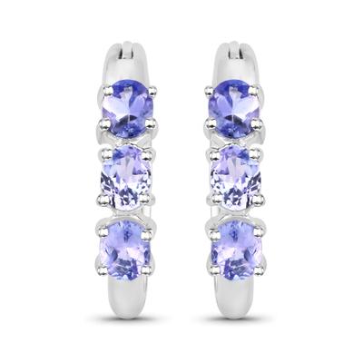 Paar Creolen VIRA JEWELS "Silber 925 rhodiniert mit 6 natürlichen violetten Tansaniten", weiß (weiß, violett), Ohrringe, Damen, one-size, 1,02, Silber 925 (Sterlingsilber)