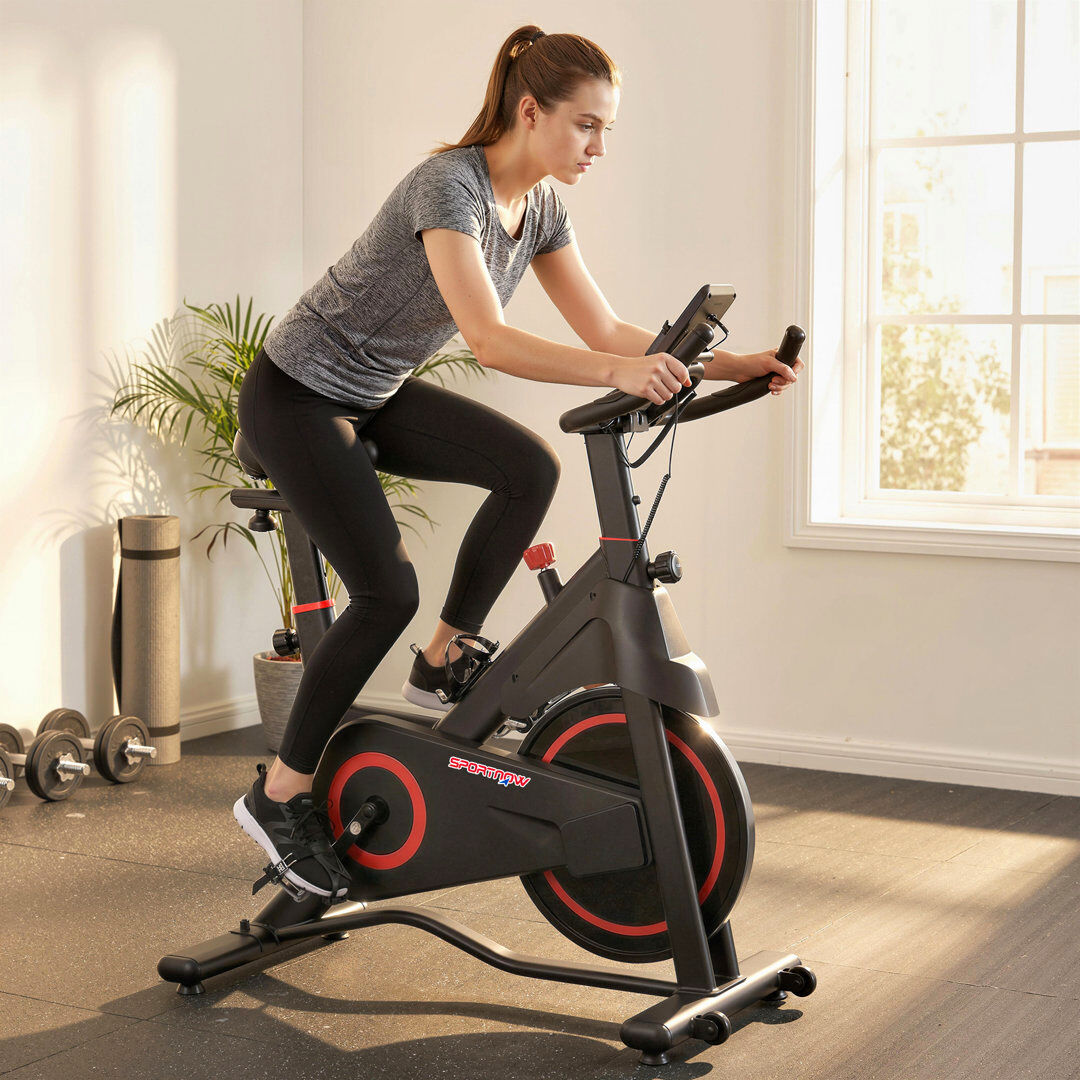 Metro SPORTNOW Exercise Bike, Stationary Bike with Adjustable Magnetic Resistance Red, Black 0